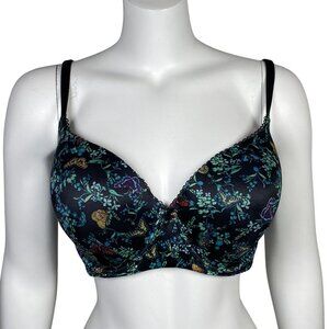 Victorias Secret Body by Victoria Lined Demi Double Bra 38DD Black Butterfly